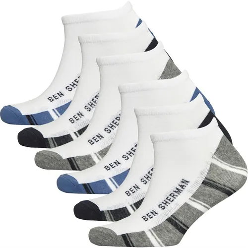 Ben Sherman Mens Ada Six Pack Trainer Socks Grey/Navy/Copen Blue/Grey/Navy/Copen Blue