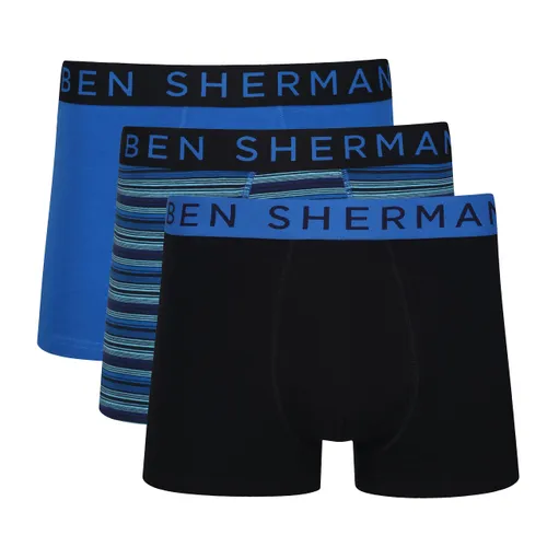 Ben Sherman Men's Boxer Shorts in Blue/Stripe/Black | Soft