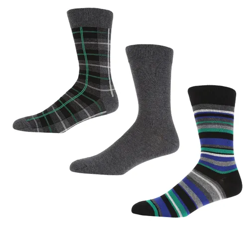 Ben Sherman Mens Cotton Trew Socks in Charcoal/Stripes