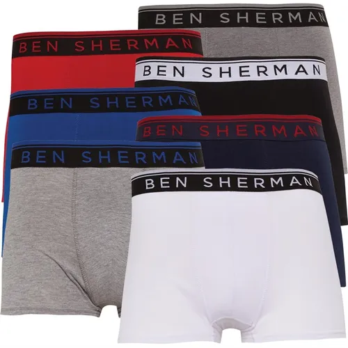 Ben Sherman Mens Joe Seven Pack Trunks Black/White/Navy/Charcoal/Blue/Red/Light Grey Marl