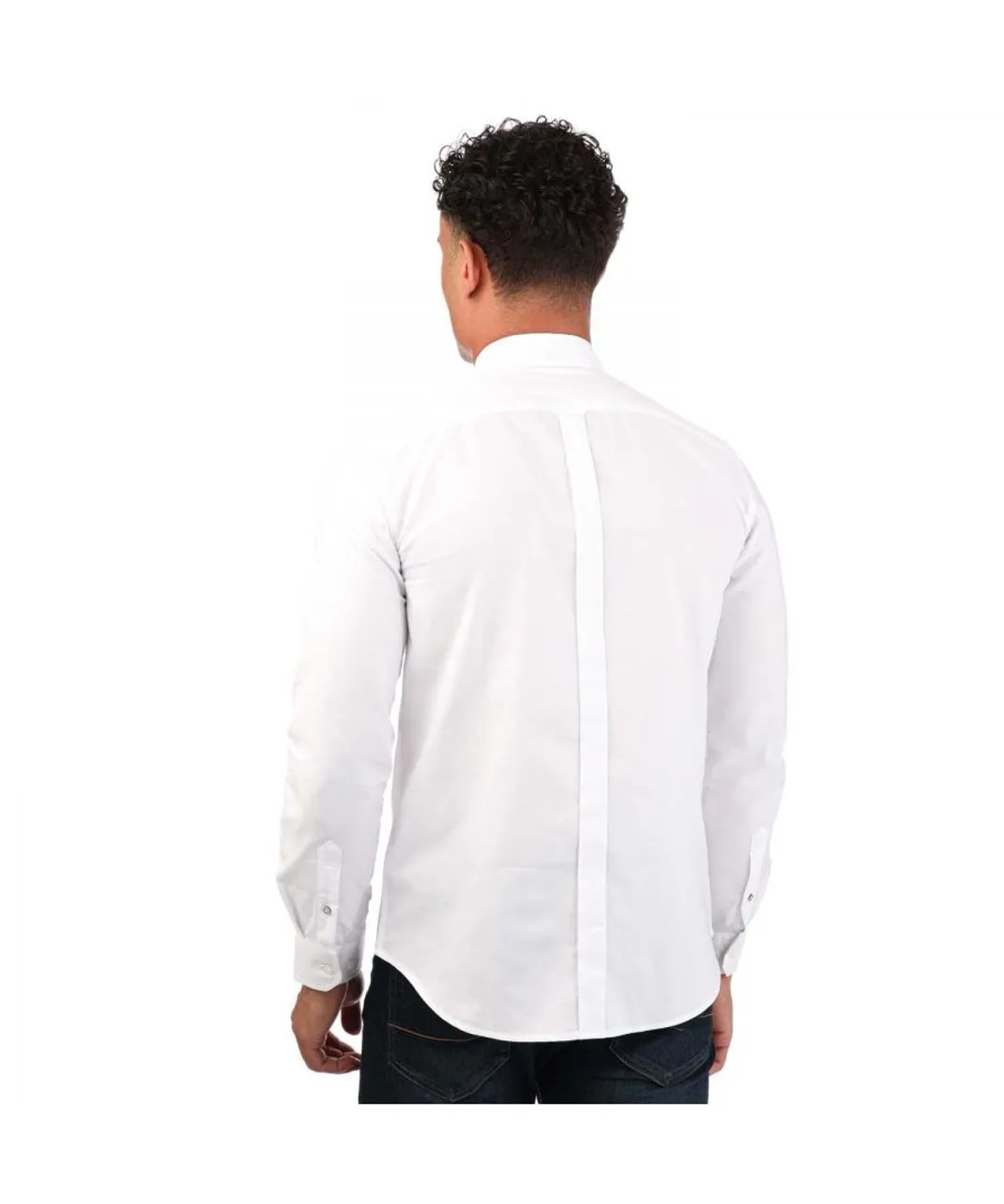 Ben Sherman Mens Long Sleeve Oxford Shirt in White Cotton