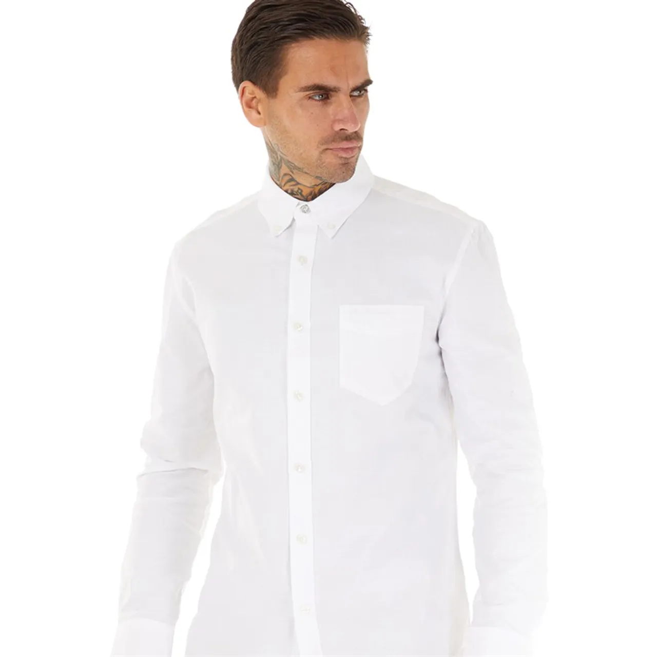 Ben Sherman Mens Long Sleeve Oxford Shirt White