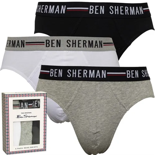 Ben Sherman Mens Newton Three Pack Briefs Black/White/Grey