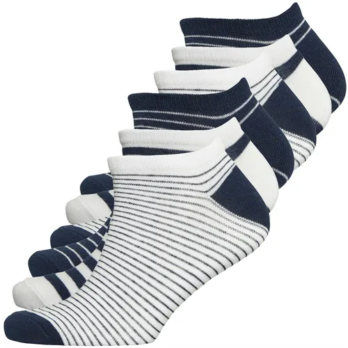Ben Sherman Mens Rufus Six Pack Trainer Socks White/Navy/Stripe/White/Navy/Stripe