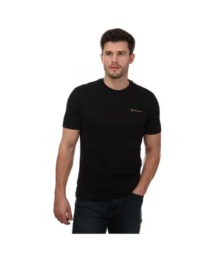 Ben Sherman Mens Script Logo T-Shirt in Black Cotton