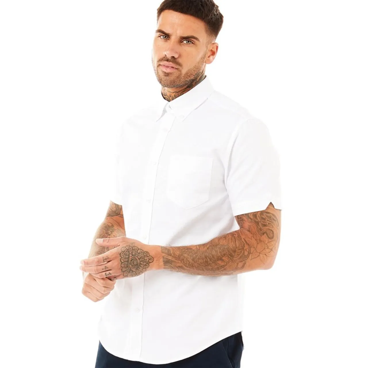 Ben Sherman Mens Short Sleeve Oxford Shirt White