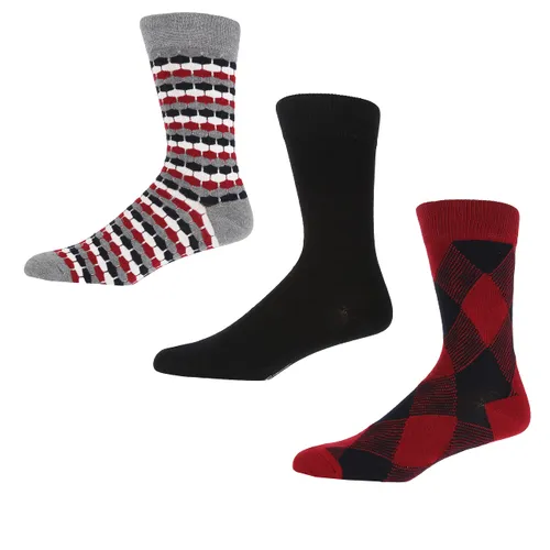Ben Sherman Mens Trew Socks in Grey/Red/Navy Viscose From