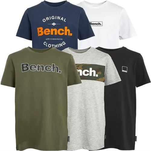 Bench Boys Gazi Five Pack T-Shirts Navy/White/Khaki/Grey Marl/Black