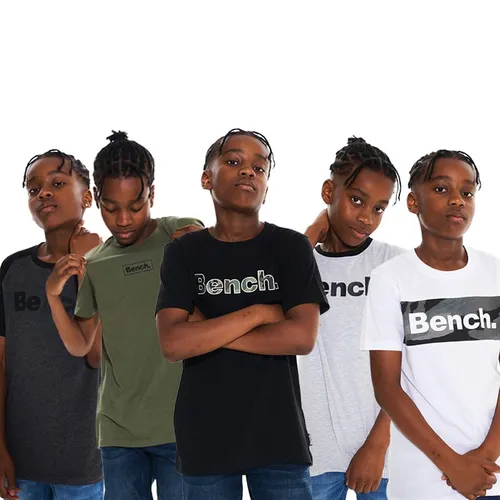 Bench Boys Hidell Five Pack T-Shirts Black/Grey Marl/Khaki/White/Charcoal Marl