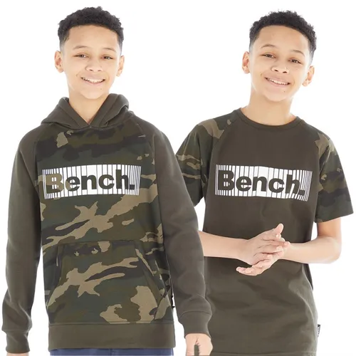 Bench Boys Omanner Hoodie And T-Shirt Set Khaki Camo