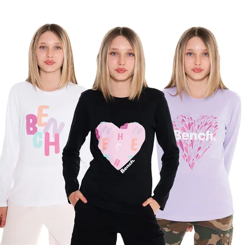 Bench Girls Hinley Three Pack T-Shirts Black/White/Lilac