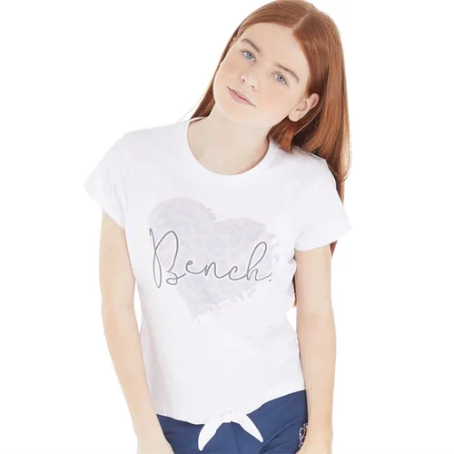 Bench Girls Karena Tie Hem Print T-Shirt White