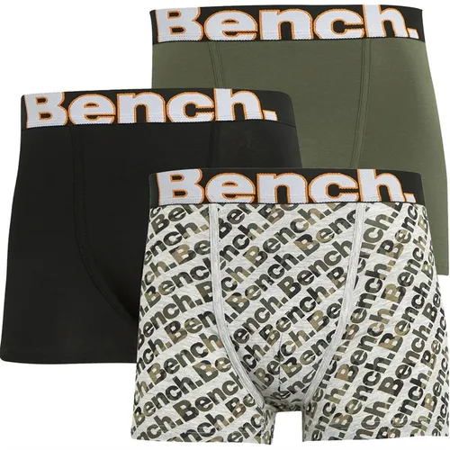 Bench Mens Deavar Three Pack Boxers Grey Marl AOP/Black/Khaki