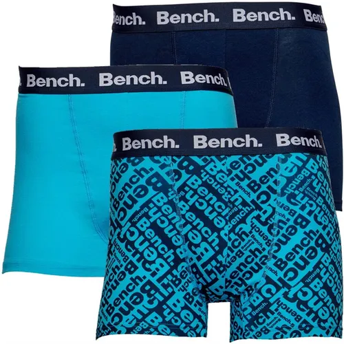 Bench Mens Fulton Three Pack Boxer Trunks Blue/Navy/Patterned