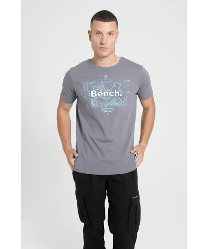 Bench Mens 'Ralphio' Cotton Ringer T-Shirt - Grey