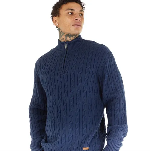 Bench Mens Selsey Cable Knit Jumper Navy