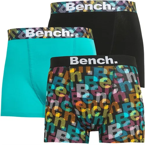 Bench Mens Zeona Three Pack Boxers Black AOP/Black/Aqua