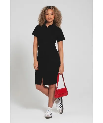 Bench Womens 'Perse' Cotton Blend Short Sleeve Cargo Dress - Black