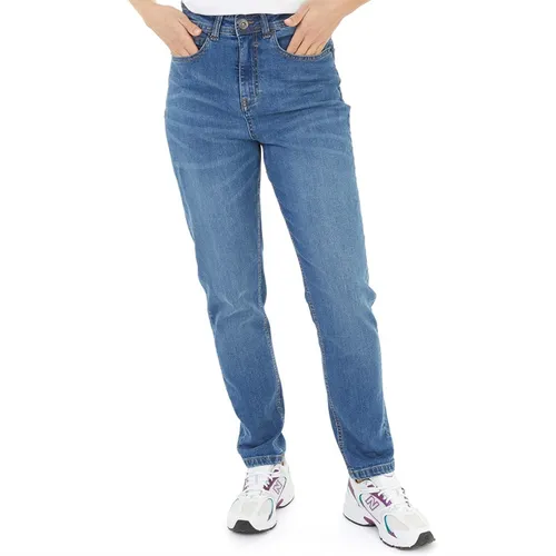 Bench Womens Stevie Mom Jeans Mid Blue