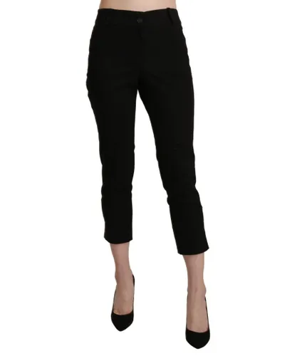 BENCIVENGA Womens High Waist Skinny Cropped Dress Trouser Pants - Black Cotton