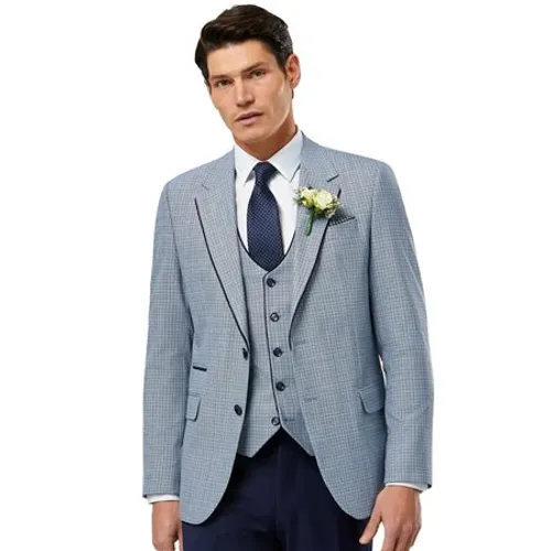 Benetti Mens Bruce Checked Suit Jacket - Blue
