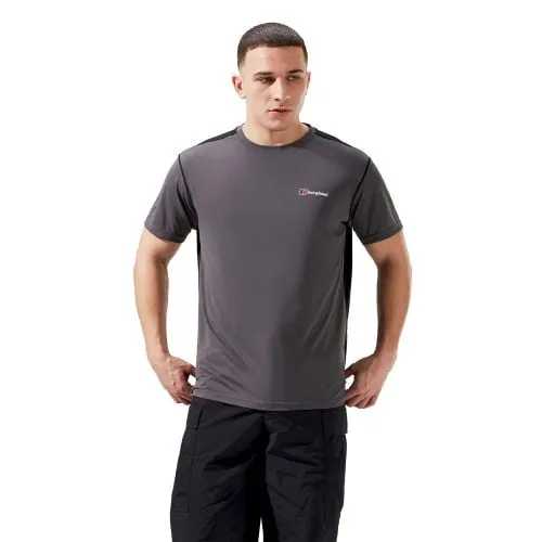 Berghaus Mens Grey Pinstripe Jet Black Wayside Tech T-Shirt