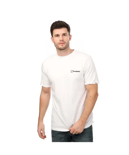 Berghaus Mens Snowdon Colour Logo T-Shirt in White Cotton