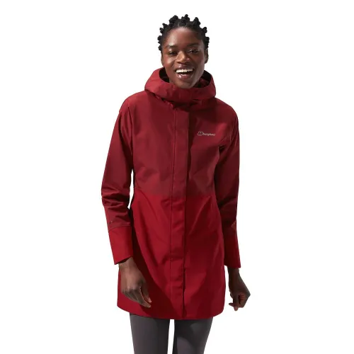 Berghaus Womens Omeara Long Waterproof Jacket: Dark Red/Dark Red: