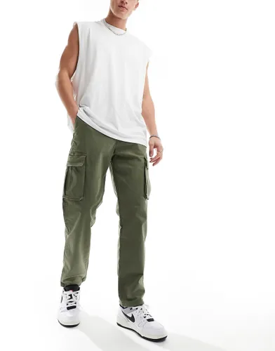 Bershka cargo trouser in khaki-Green