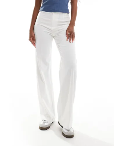 Bershka high waisted tailored trousers in white