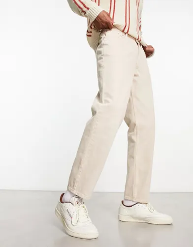 Bershka straight vintage jeans in beige-Neutral