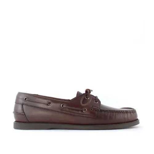 Berwick , Brown Leather Loafer with Lace-Up Detail ,Brown male, Sizes: