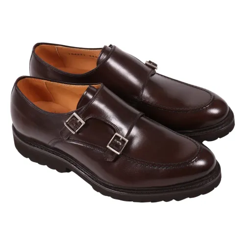 Berwick , Double Buckle Vibram Tank Sole Shoes ,Brown male, Sizes: