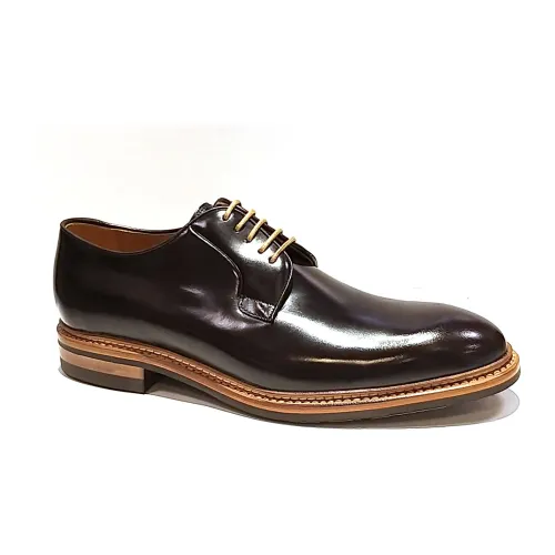 Berwick , Elegant Blucher Style Shoe in Ebony Antik Leather ,Black male, Sizes: