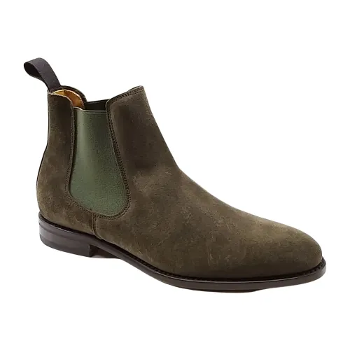 Berwick , Green Suede Elastic Boot with Protected Rubber Sole ,Green male, Sizes: