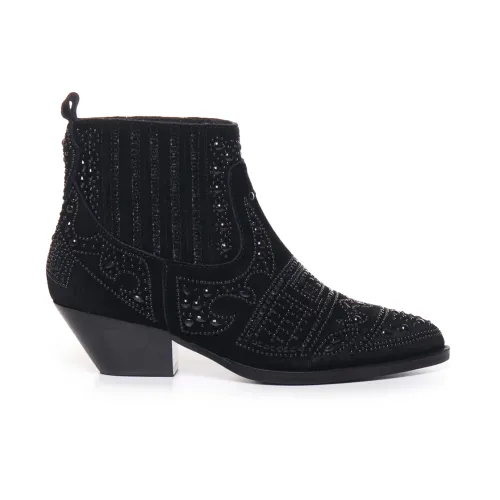 Bibi Lou , Black Suede Texan Boots ,Black female, Sizes: