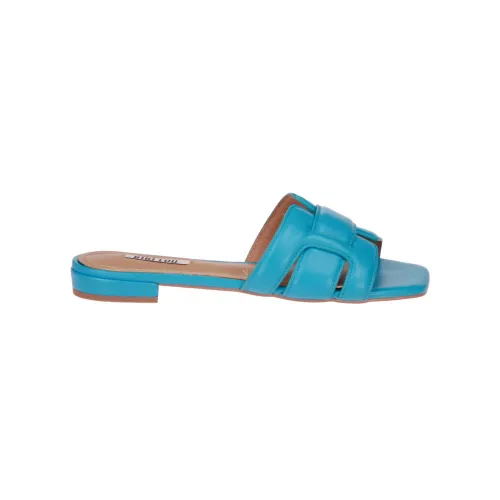 Bibi Lou , Turquoise Leather Slippers ,Blue female, Sizes: