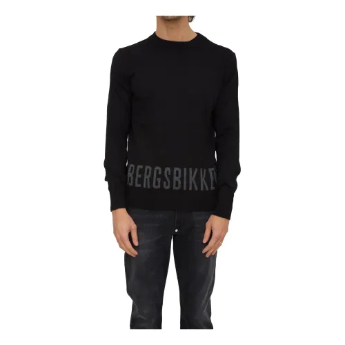 Bikkembergs , Elegant Crew Neck Sweater ,Black male, Sizes: