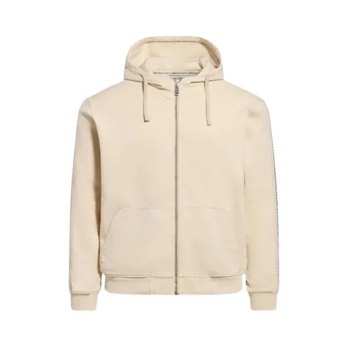 Bikkembergs , Hooded Zip-Up Sweatshirt - Ideal for Sports and Leisure ,Beige male, Sizes: