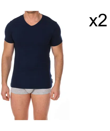 Bikkembergs Mens Pack-2 Essential short-sleeved T-shirts BKK1UTS02BI men - Blue