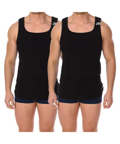 Bikkembergs Mens Pack-2 Essential T-shirts with round neck straps BKK1UTT01BI men - Black