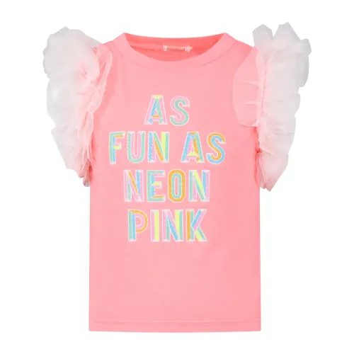 Billieblush , Fuchsia Short Sleeve T-Shirt with Ruffles ,Pink female, Sizes: