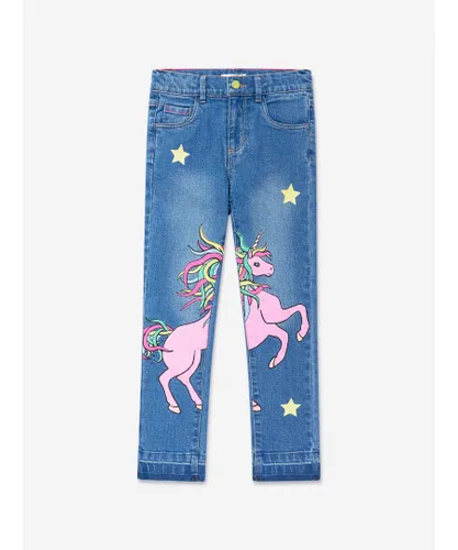 Billieblush Girls Denim Unicorn Jeans in Blue