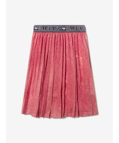 Billieblush Girls Metallic Pleated Skirt - Pink Polyester/Metallised Fibre