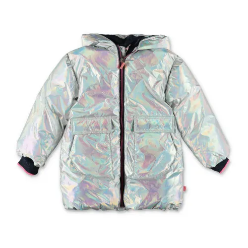 Billieblush , Glossy Silver Padded Jacket with Hood ,Gray female, Sizes: