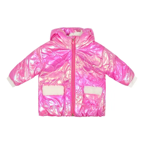 Billieblush , Metallic Pink Quilted Jacket with Hearts ,Pink unisex, Sizes: