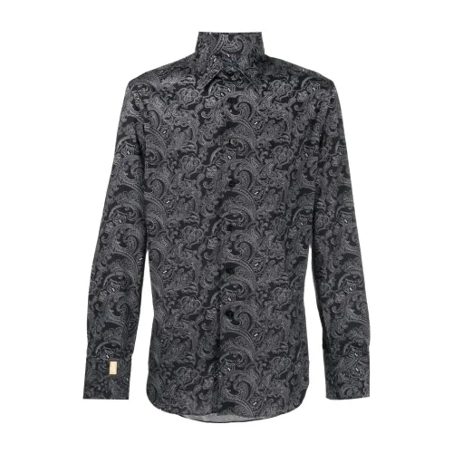 Billionaire , Black Long Sleeve Casual Shirt ,Multicolor male, Sizes: