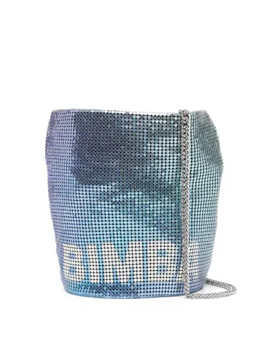Bimba y Lola logo-print mesh bucket bag - Blue