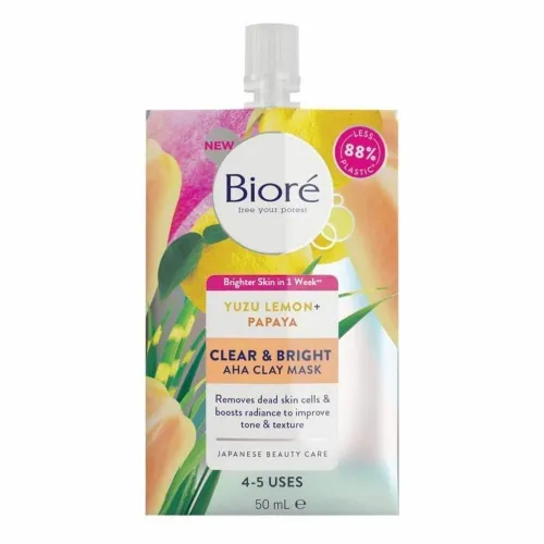 Biore Clear and Bright Yuzu Lemon + Papaya AHA Clay Face