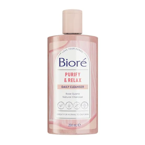 Biore Rose Quartz & Charcoal Daily Purifying Cleanser For Oily Skin 200Ml